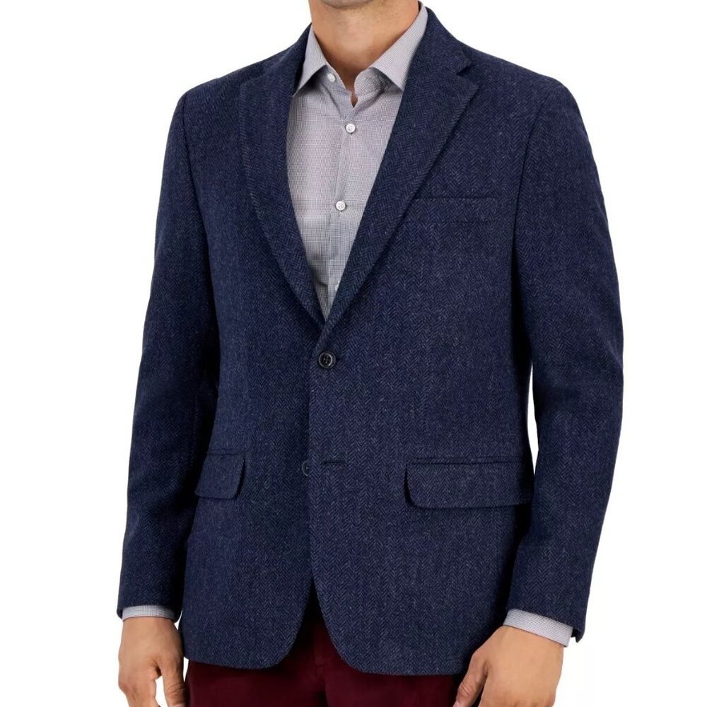 Tommy Hilfiger Men's Modern-Fit All Wool Sport Coats Blue B4HP